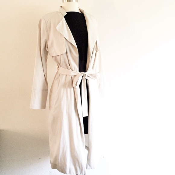 H&M Jackets & Blazers - H&M Neutral Coat Tie Waist